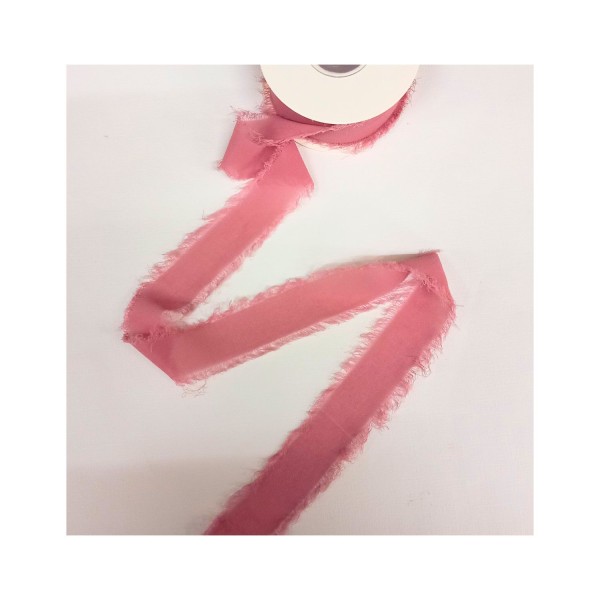 Nastro chiffon sfrangiato rosa antico.MM.30 MT.15
