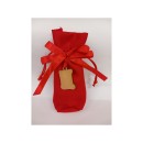 Sacchetto cotone base tonda con fiocco raso e ciondolo legno MIS.4,5X H13CM
