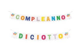 Festone da appendere con lettere e inserti legno.