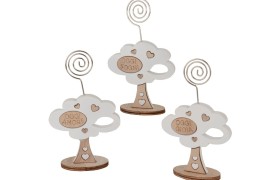 Albero resina con inserti legno e clip.ASS.3 H14CM
