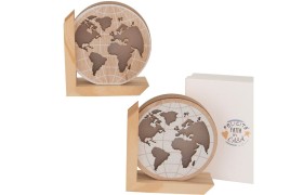 Globo legno con luce led e scatola.ASS.2 H14CM