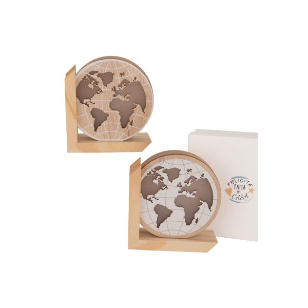 Globo legno con luce led e scatola.ASS.2 H14CM