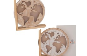 Globo legno con luce led e scatola.ASS.2 H27CM