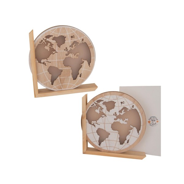 Globo legno con luce led e scatola.ASS.2 H27CM