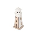Faro ceramica con inserti legno e luce led.H14CM