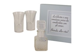 SET3PZ Bicchierini e bottiglia vetro con scatola regalo.