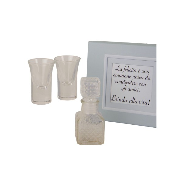 SET3PZ Bicchierini e bottiglia vetro con scatola regalo.