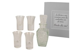 SET5PZ Bicchierini e bottiglia vetro con scatola regalo.