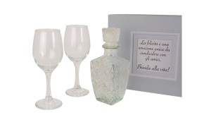 SET3PZ Bicchieri e bottiglia vetro con scatola regalo.