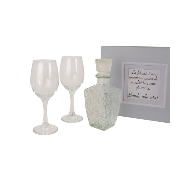 SET3PZ Bicchieri e bottiglia vetro con scatola regalo.