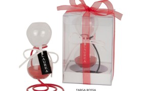 Clessidra vetro con targa LAUREA. Compreso di scatola PVC e nastro organza rosso.ASS.2 H11CM
