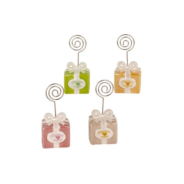 Memoclip pacco regalo ceramica.ASS.4 MIS.4,5X H10CM