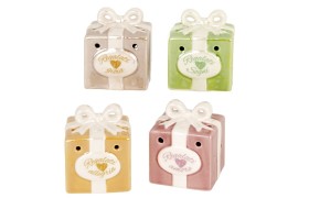 Pacco regalo ceramica con luce led.ASS.4 MIS.5X5 H7CM