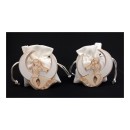 Scatolina legno e plexi glitterato sposi sacchetto tessuto bianco latte.ASS.2 MIS.7X8CM