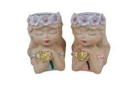 Vaso grande ragazza con rosa.ASS.2 MIS.16X15 H22CM