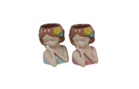 Vaso ragazza con fiori.ASS.2 MIS.9X8 H12CM