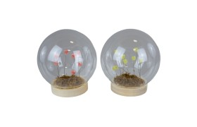 Sfera vetro con luce led e fiori.ASS.2 DIAM.15CM