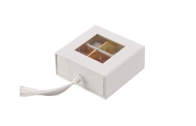 Scatola degustazione telata bianca.MIS.8x8 H 3.5 CM