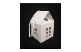 Scatola casetta cartoncino bianco.MIS.8X8 H12CM