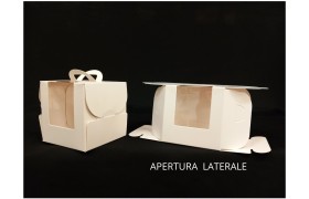 Scatola finestra pvc e cartoncino BIANCO LATTE MIS.8X8X8 CM