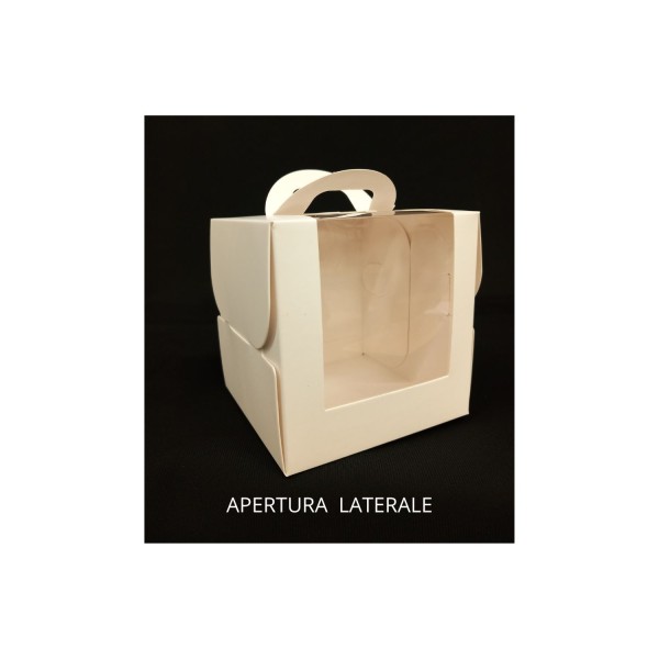 Scatola finestra pvc e cartoncino BIANCO LATTE MIS.12X12X12CM