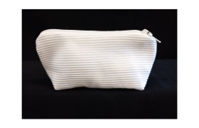 Busta con zip in tessuto semilucido millerighe.MIS.7X11CM