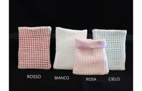 Sacchetto rasatello esterno rete cotone. MIS.10X12,5CM