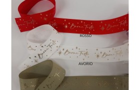 Nastro doppio raso BUONE FESTE.MM35 MT10