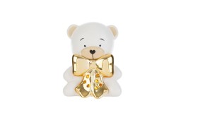 Orsetto porcellana con luce led scatola shopper copresa.MIS.8X7 H9,5CM