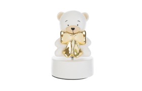 Carillon orsetto in porcellana compreso di scatola shopper.MIS.9X H14CM