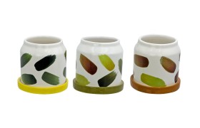 SET3PZ Vaso ceramica con decoro assortito.MIS.4X11,4 H10,8CM
