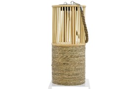 Lanterna in corda e legno forma cilidrica.DIAM.13X H30CM