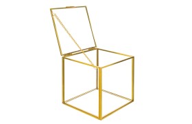 Scatola vetro oro vintage.MIS.12X12 H.12CM