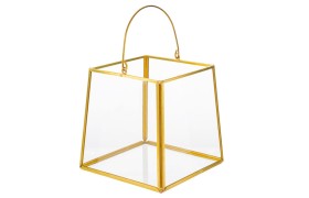 Lanterna vetro oro vintage.MIS.12,5X12,5 H.13CM