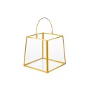 Lanterna vetro oro vintage.MIS.12,5X12,5 H.13CM