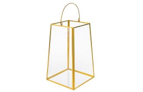 Lanterna vetro oro vintage.MIS.12,5X12,5 H.21CM