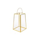 Lanterna vetro oro vintage.MIS.12,5X12,5 H.21CM
