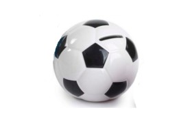 Salvadanaio ceramica pallone calcio.DIAM.11,5X H.10,5CM
