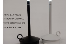 Lampada metallo da tavolo con luce led ricaricabile.DIAM.10 H25CM
