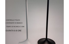Lampada metallo da tavolo con luce led ricaricabile.DIAM.11 H.29CM