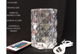 Lampada plexi con luce led ricaricabile.MIS.12X12 H14CM