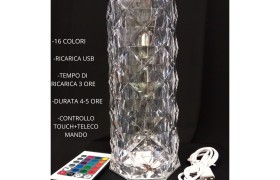 Lampada plexi con luce led ricaricabile.MIS.12X12 H25CM