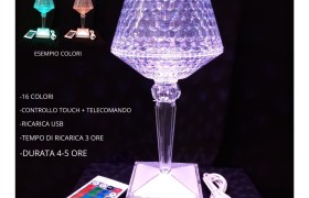 Lampada plexi da tavolo con luce led ricaricabile.MIS.12X12 H25CM