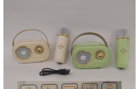 Cassa karaoke vintage bluetooth con microfono.MIS.11X 7CM