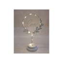 Decorazione metallo LOVE bianco ghiaccio CON LUCE LED.MIS.18X10 H.30,5CM