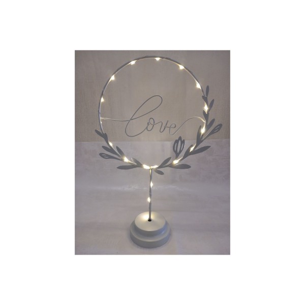 Decorazione metallo LOVE bianco ghiaccio CON LUCE LED.MIS.26X10 H38CM