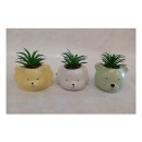 Animaletti ceramica con pianta finta.ASS.3 MIS.10X10 H.13CM