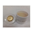 Vasetto ceramica con candela e colomba CRESIMA cerlacca oro.DIAM.6XH.6CM
