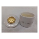 Vasetto ceramica con candela e colomba CRESIMA cerlacca oro.DIAM.8XH.8CM