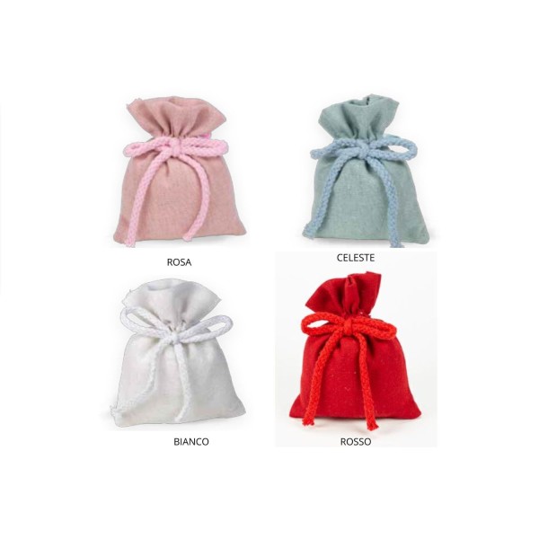 Sacchetto cotone con fiocco cordone.MIS.10X12CM